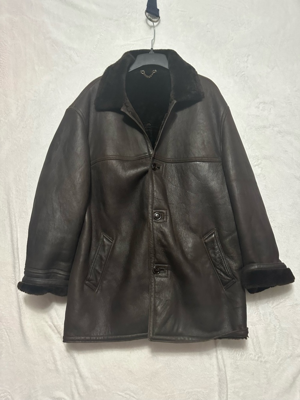 Men's Dark Brown Shearling Leather  Coat